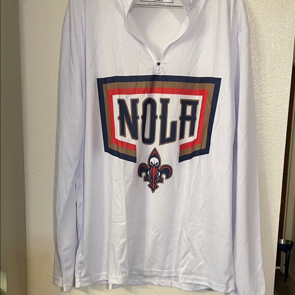 NOLA White Long Sleeve Men's Tee